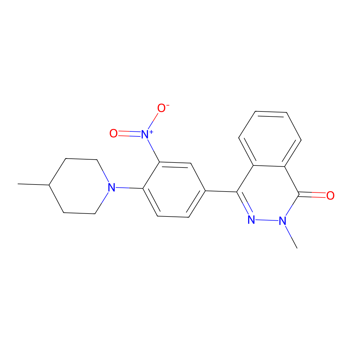 2-Methyl-4-[4-(4-methylpiperidin-1-yl)-3-nitrophenyl]phthalazin-1-one molecular structure, CAS 578697-62-8