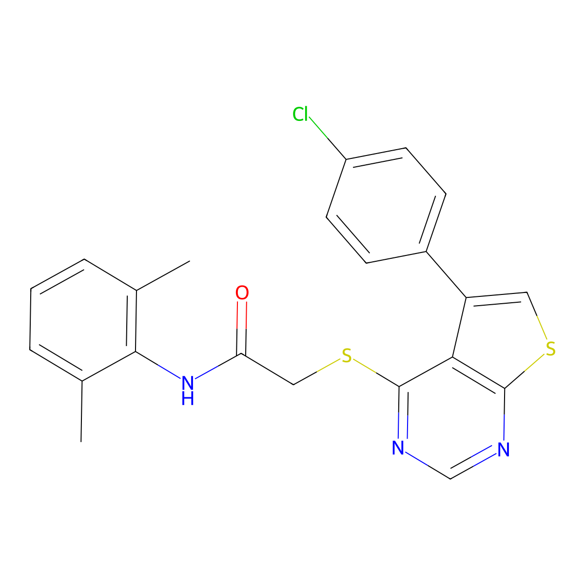 2-{[5-(4-chlorophenyl)thieno[2,3-d]pyrimidin-4-yl]sulfanyl}-N-(2,6-dimethylphenyl)acetamide molecular structure, CAS 578697-77-5