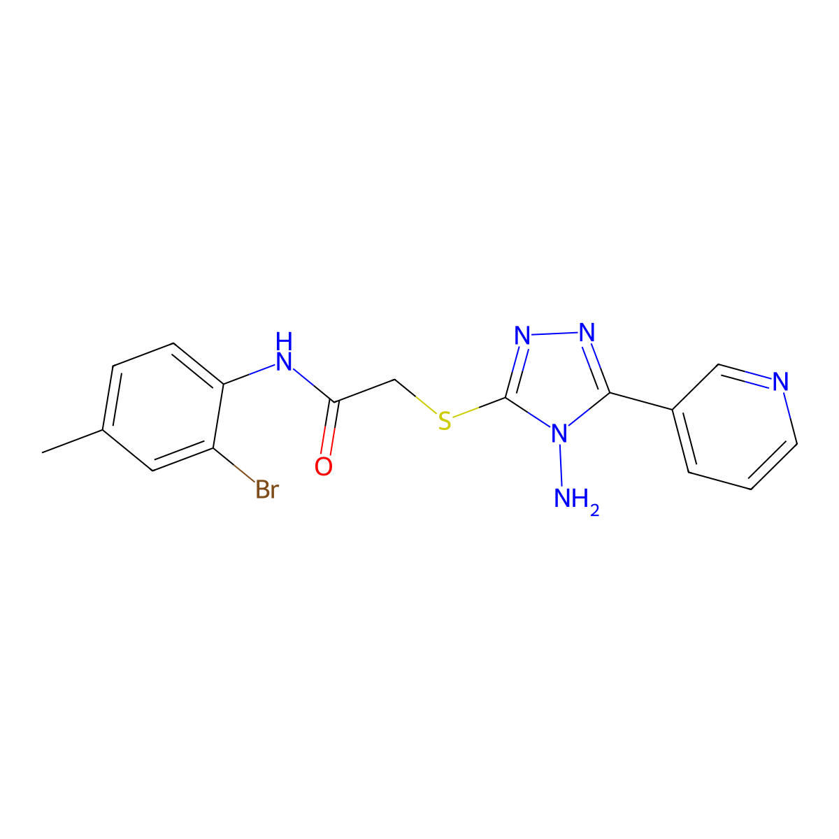 2-(4-amino-5-(3-pyridyl)(1,2,4-triazol-3-ylthio))-N-(2-bromo-4-methylphenyl)ac etamide molecular structure, CAS 578697-98-0