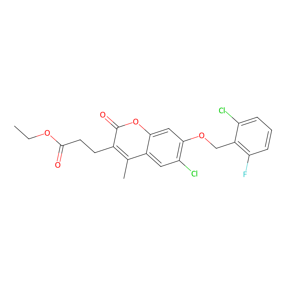 ethyl 3-{6-chloro-7-[(2-chloro-6-fluorobenzyl)oxy]-4-methyl-2-oxo-2H-chromen-3-yl}propanoate molecular structure, CAS 578698-22-3