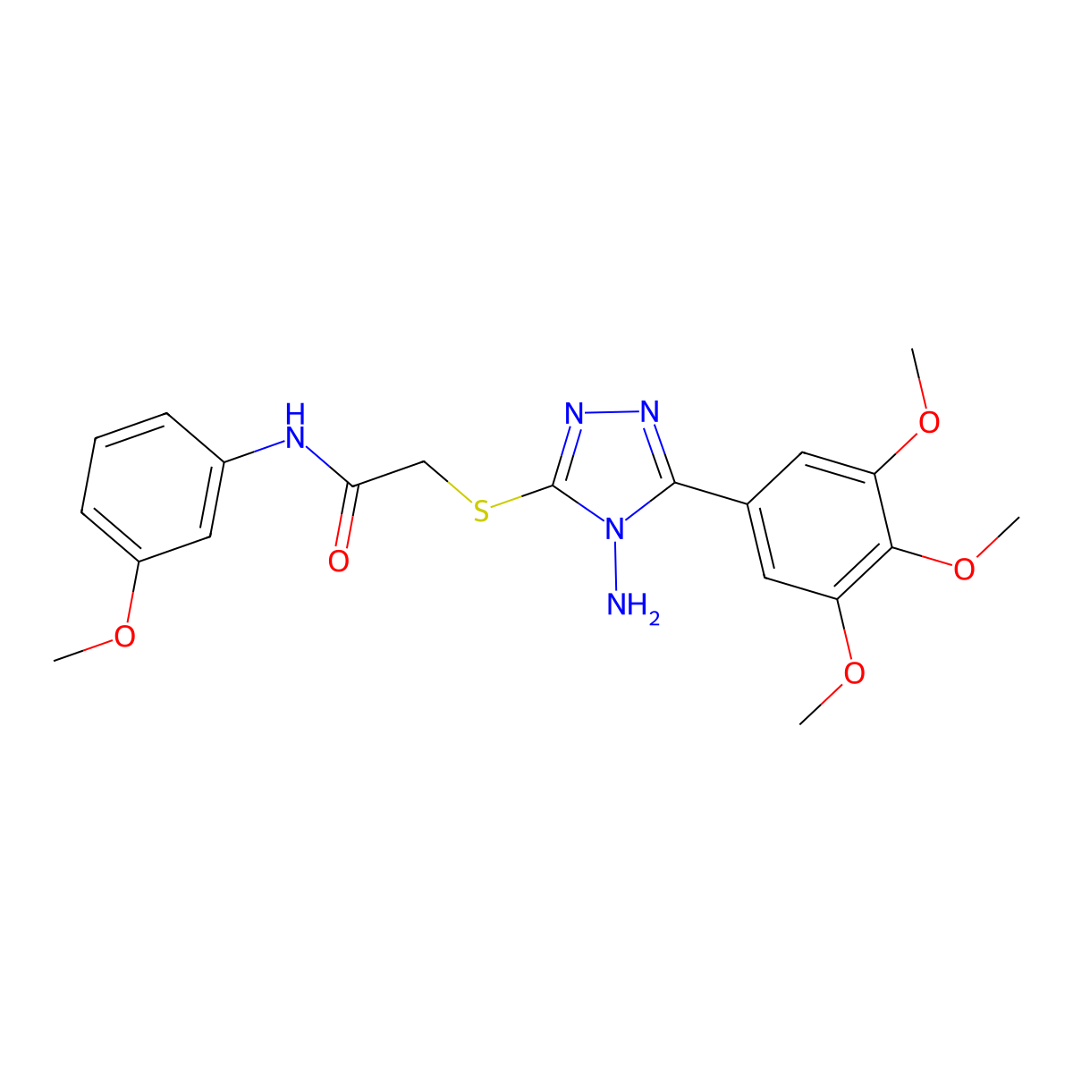 2-{[4-amino-5-(3,4,5-trimethoxyphenyl)-4H-1,2,4-triazol-3-yl]sulfanyl}-N-(3-methoxyphenyl)acetamide molecular structure, CAS 578698-40-5