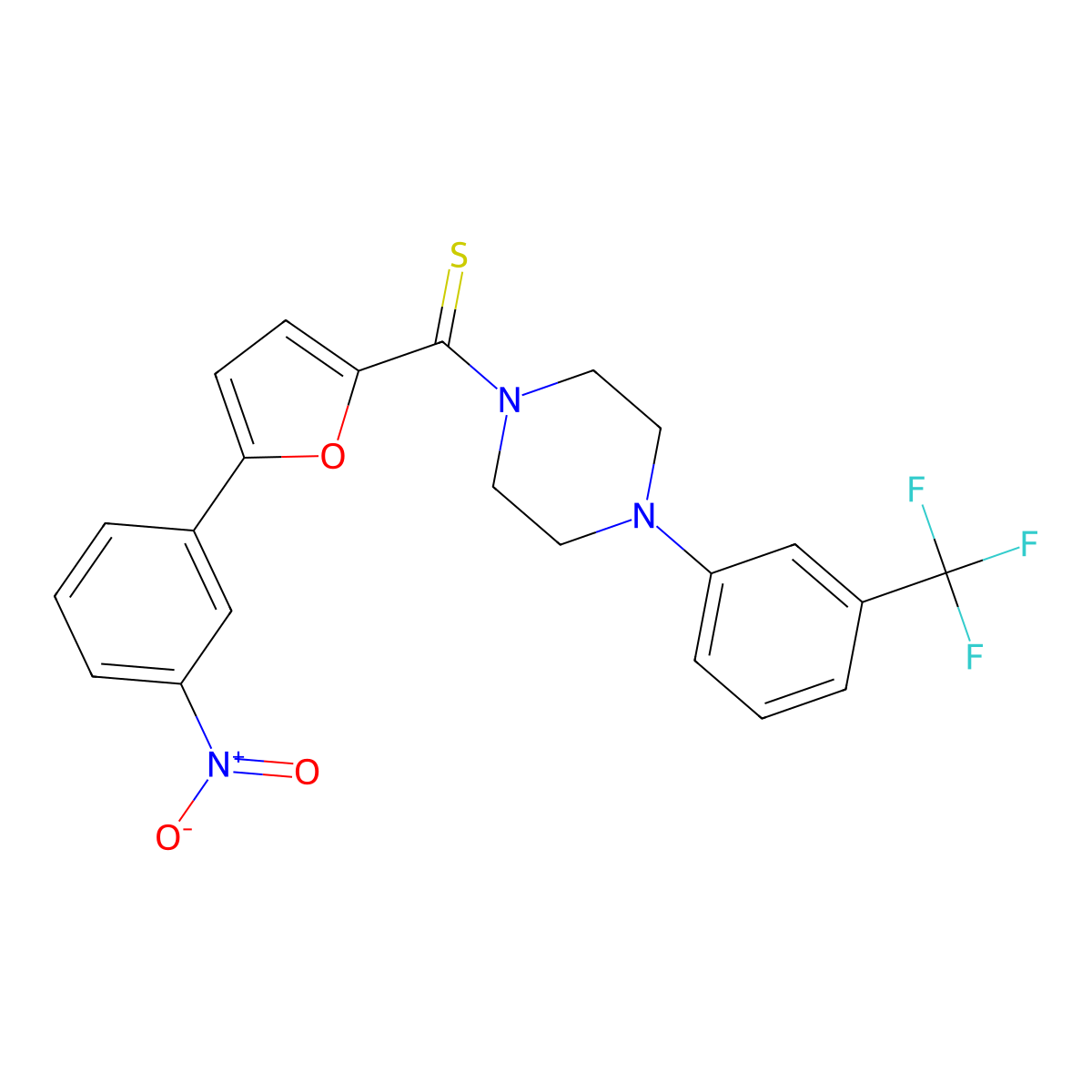 (5-(3-Nitrophenyl)furan-2-yl)(4-(3-(trifluoromethyl)phenyl)piperazin-1-yl)methanethione molecular structure, CAS 578698-46-1