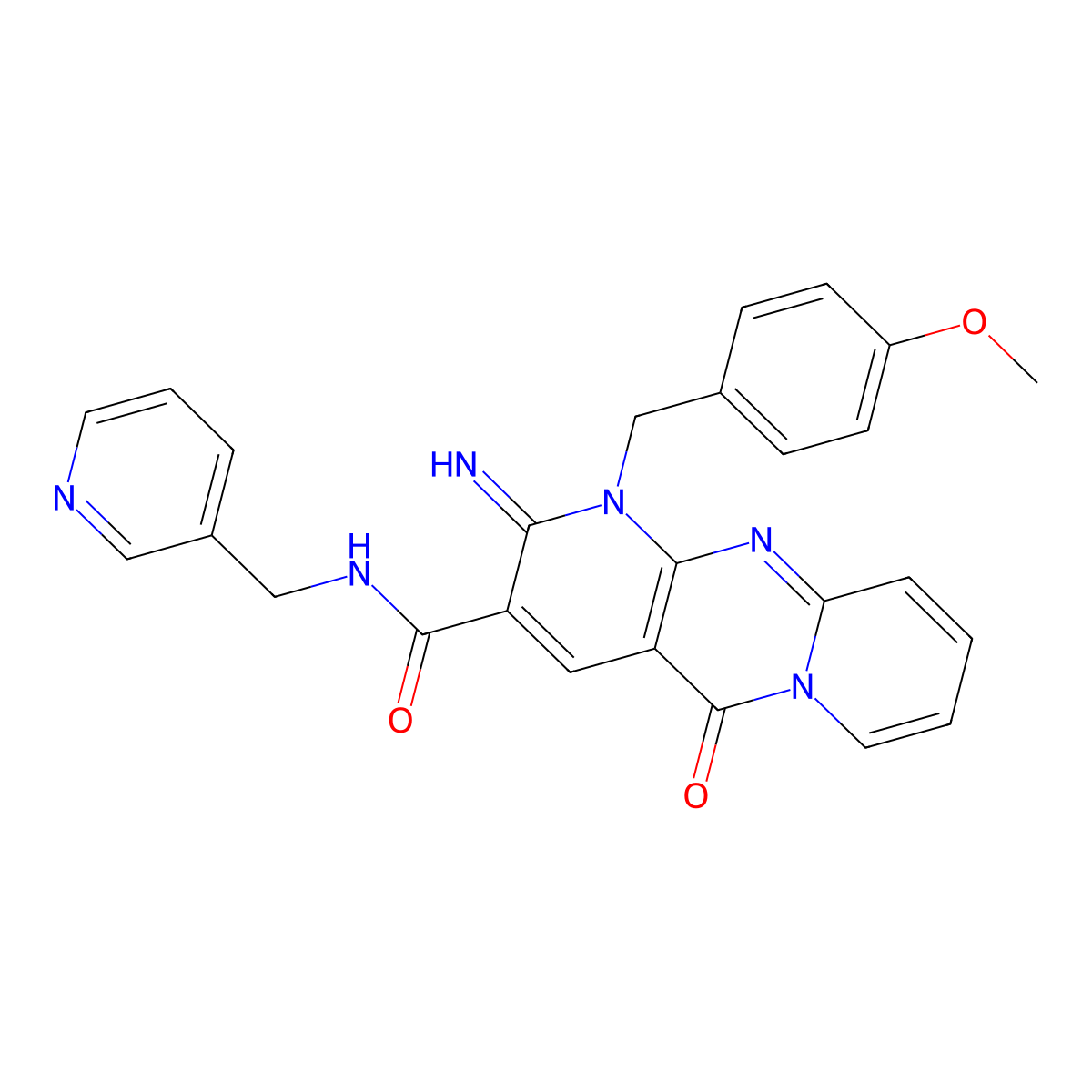 2-imino-1-(4-methoxybenzyl)-5-oxo-N-(pyridin-3-ylmethyl)-1,5-dihydro-2H-dipyrido[1,2-a:2',3'-d]pyrimidine-3-carboxamide molecular structure, CAS 578698-62-1
