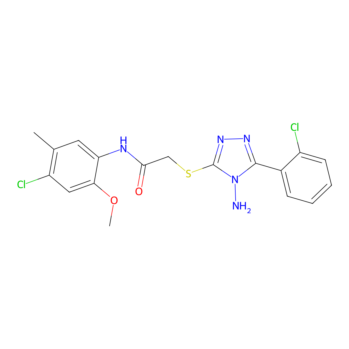 2-[4-amino-5-(2-chlorophenyl)(1,2,4-triazol-3-ylthio)]-N-(4-chloro-2-methoxy-5-methylphenyl)acetamide molecular structure, CAS 578698-68-7