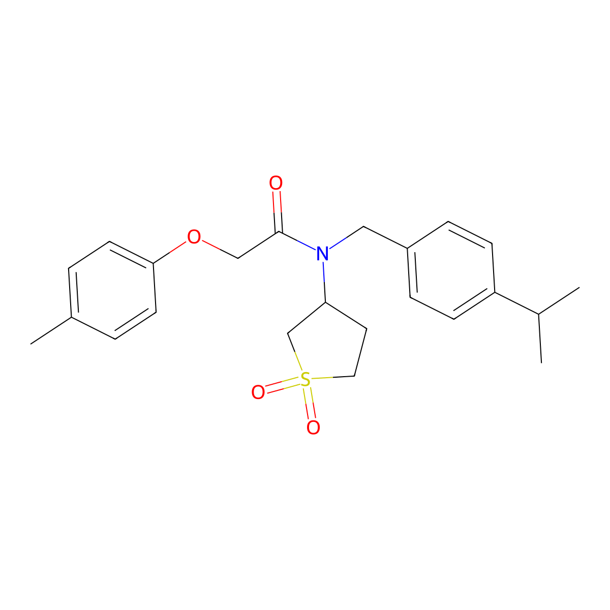 N-(1,1-dioxidotetrahydrothiophen-3-yl)-2-(4-methylphenoxy)-N-[4-(propan-2-yl)benzyl]acetamide molecular structure, CAS 578698-71-2