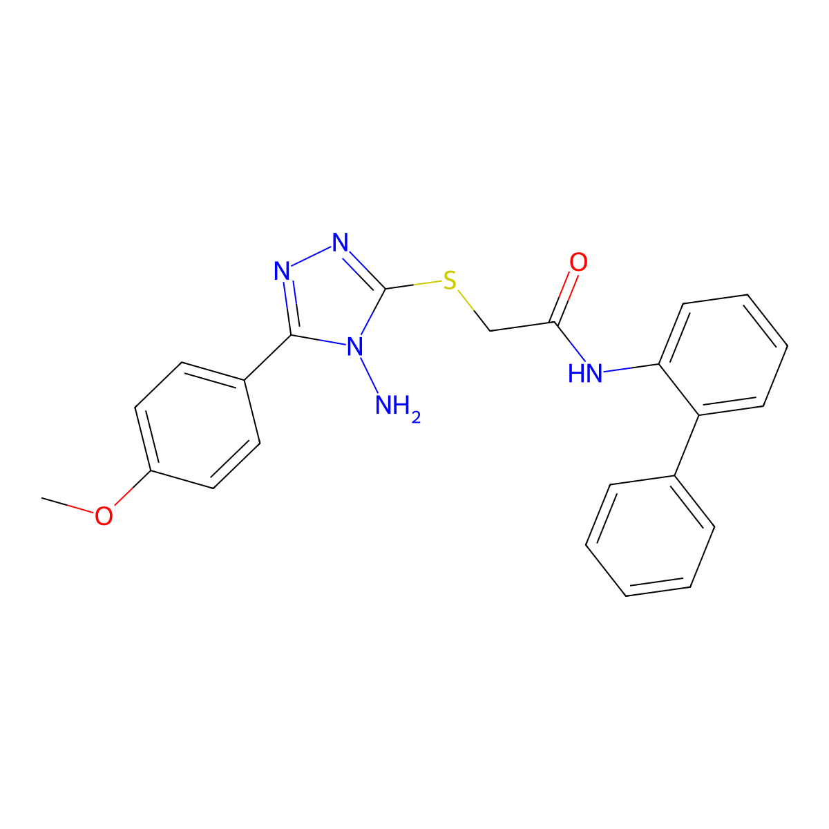 2-[4-amino-5-(4-methoxyphenyl)(1,2,4-triazol-3-ylthio)]-N-(2-phenylphenyl)acet amide molecular structure, CAS 578698-73-4