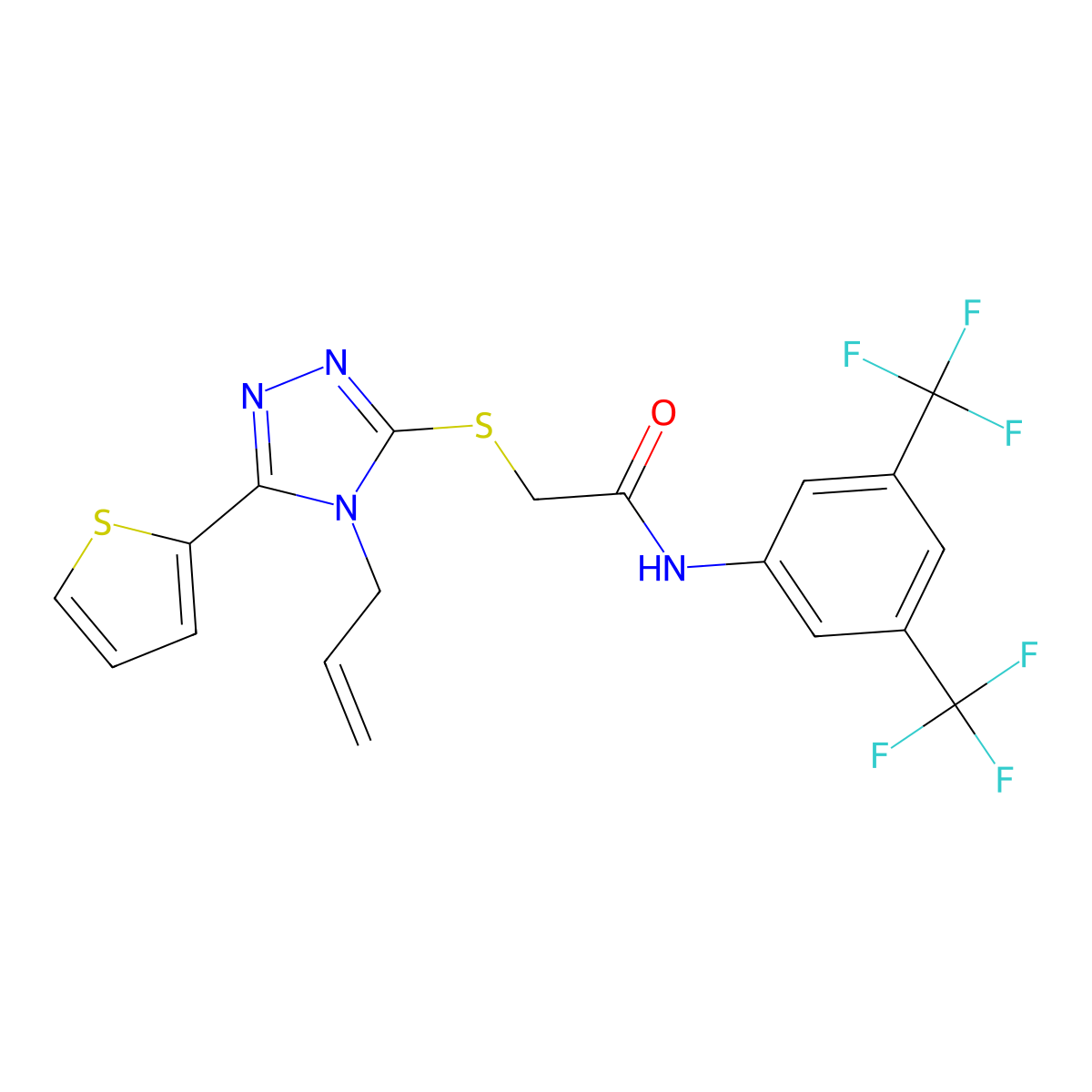 2-((4-Allyl-5-(2-thienyl)-4H-1,2,4-triazol-3-YL)sulfanyl)-N-(3,5-bis(trifluoromethyl)phenyl)acetamide molecular structure, CAS 578698-76-7