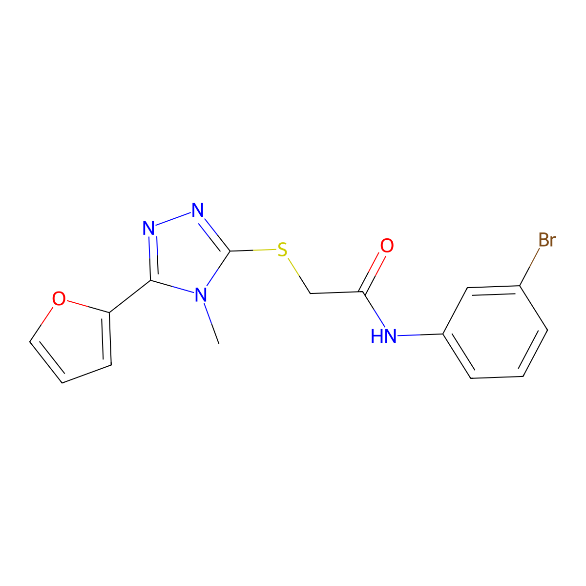 N-(3-bromophenyl)-2-{[5-(furan-2-yl)-4-methyl-4H-1,2,4-triazol-3-yl]sulfanyl}acetamide molecular structure, CAS 578698-80-3