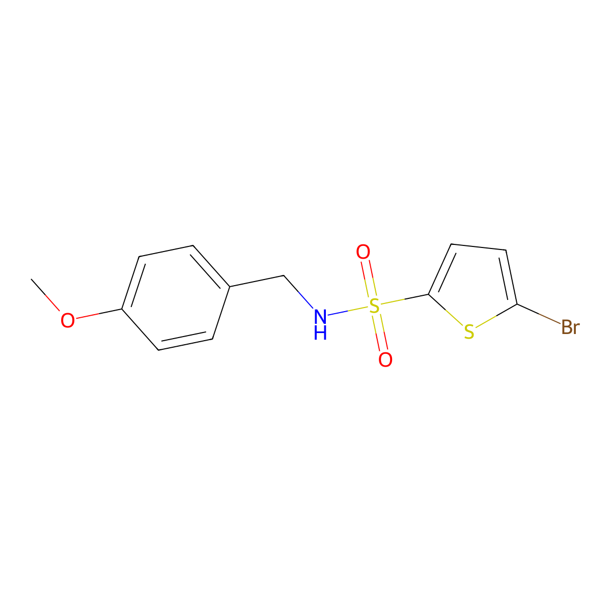 5-bromo-N-(4-methoxybenzyl)thiophene-2-sulfonamide molecular structure, CAS 578698-82-5