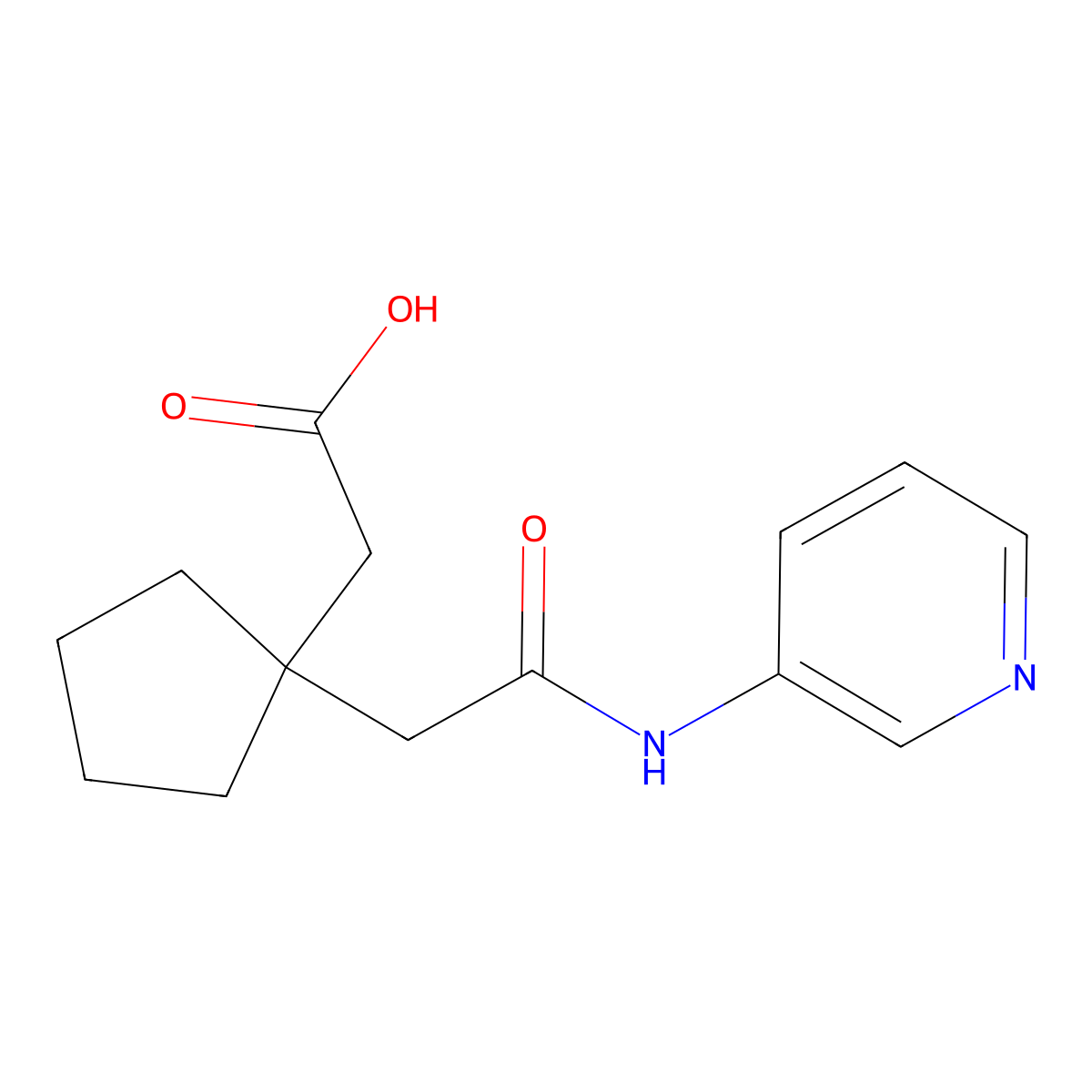 2-{[(N-(3-pyridyl)carbamoyl)methyl]cyclopentyl}acetic acid molecular structure, CAS 578698-91-6