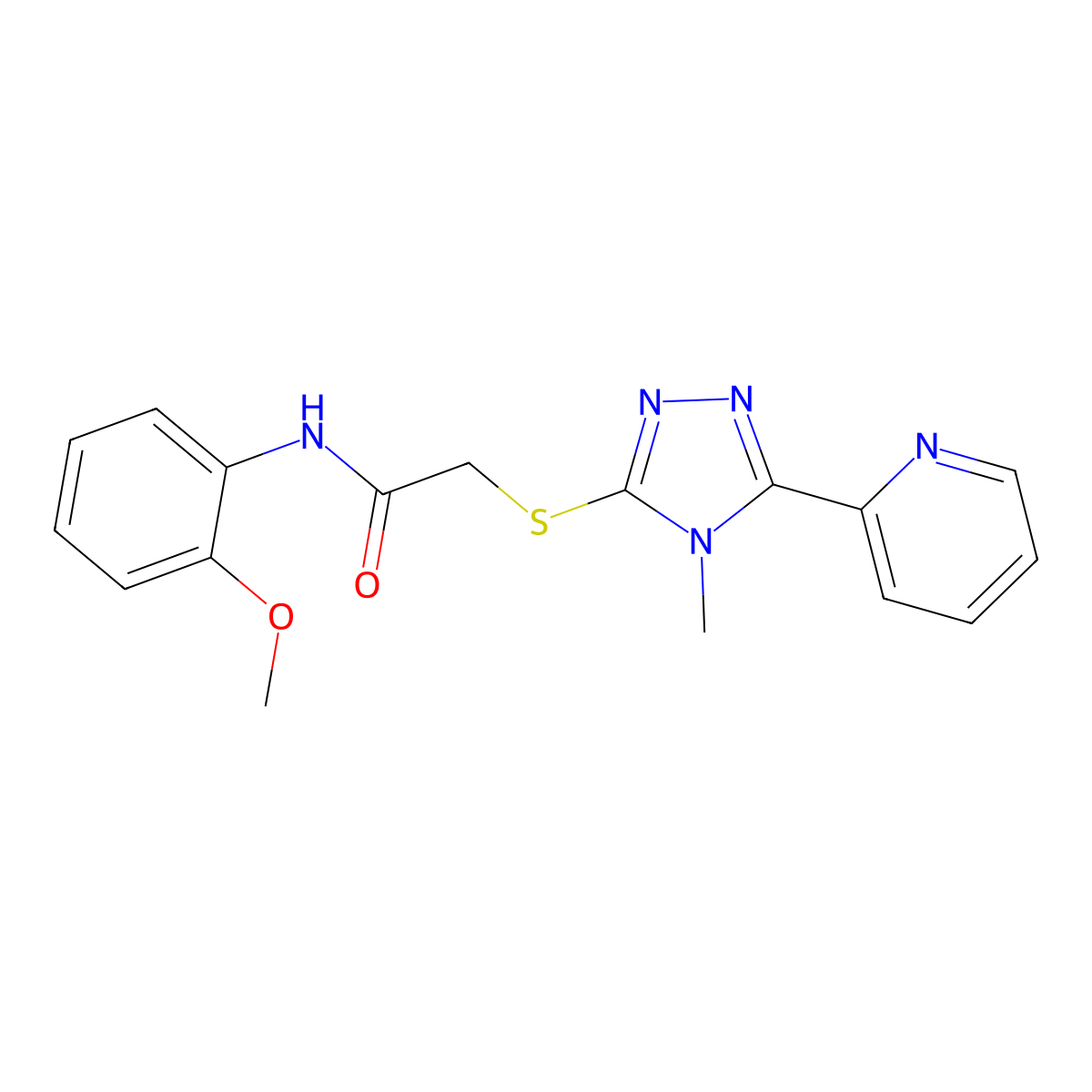 N-(2-methoxyphenyl)-2-{[4-methyl-5-(pyridin-2-yl)-4H-1,2,4-triazol-3-yl]sulfanyl}acetamide molecular structure, CAS 578699-16-8