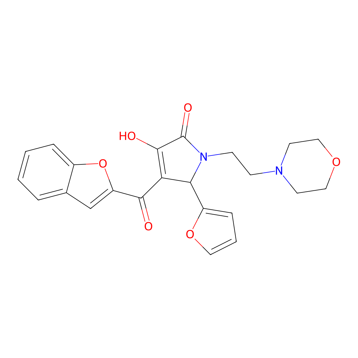 2H-Pyrrol-2-one,4-(2-benzofuranylcarbonyl)-5-(2-furanyl)-1,5-dihydro-3-hydroxy-1-[2-(4-morpholinyl)ethyl]-(9CI) molecular structure, CAS 578699-20-4