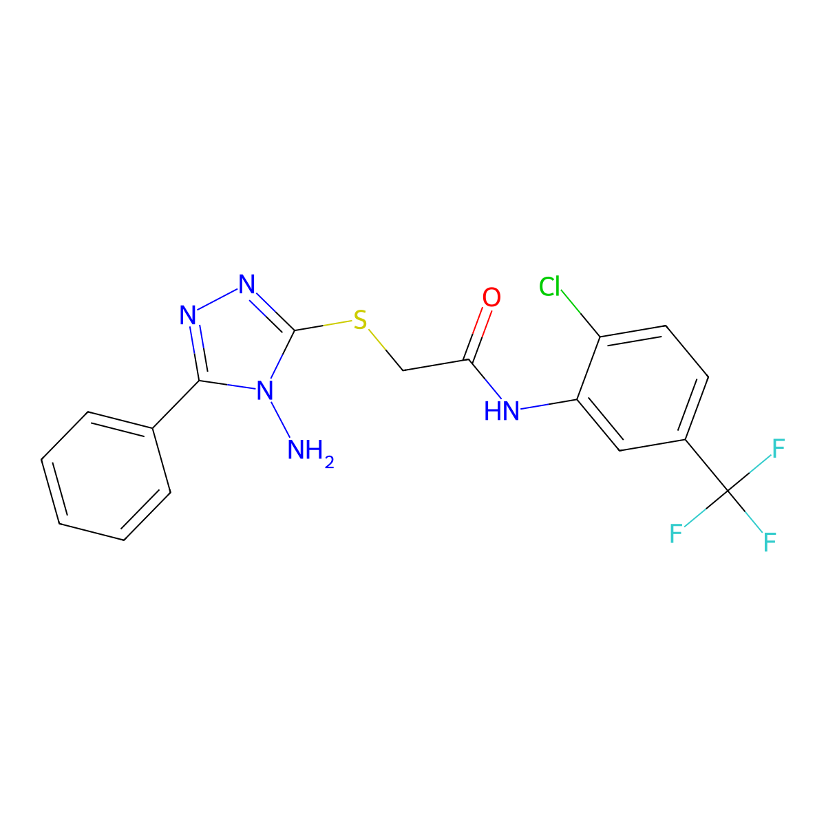 2-[(4-amino-5-phenyl-4H-1,2,4-triazol-3-yl)sulfanyl]-N-[2-chloro-5-(trifluoromethyl)phenyl]acetamide molecular structure, CAS 578699-22-6