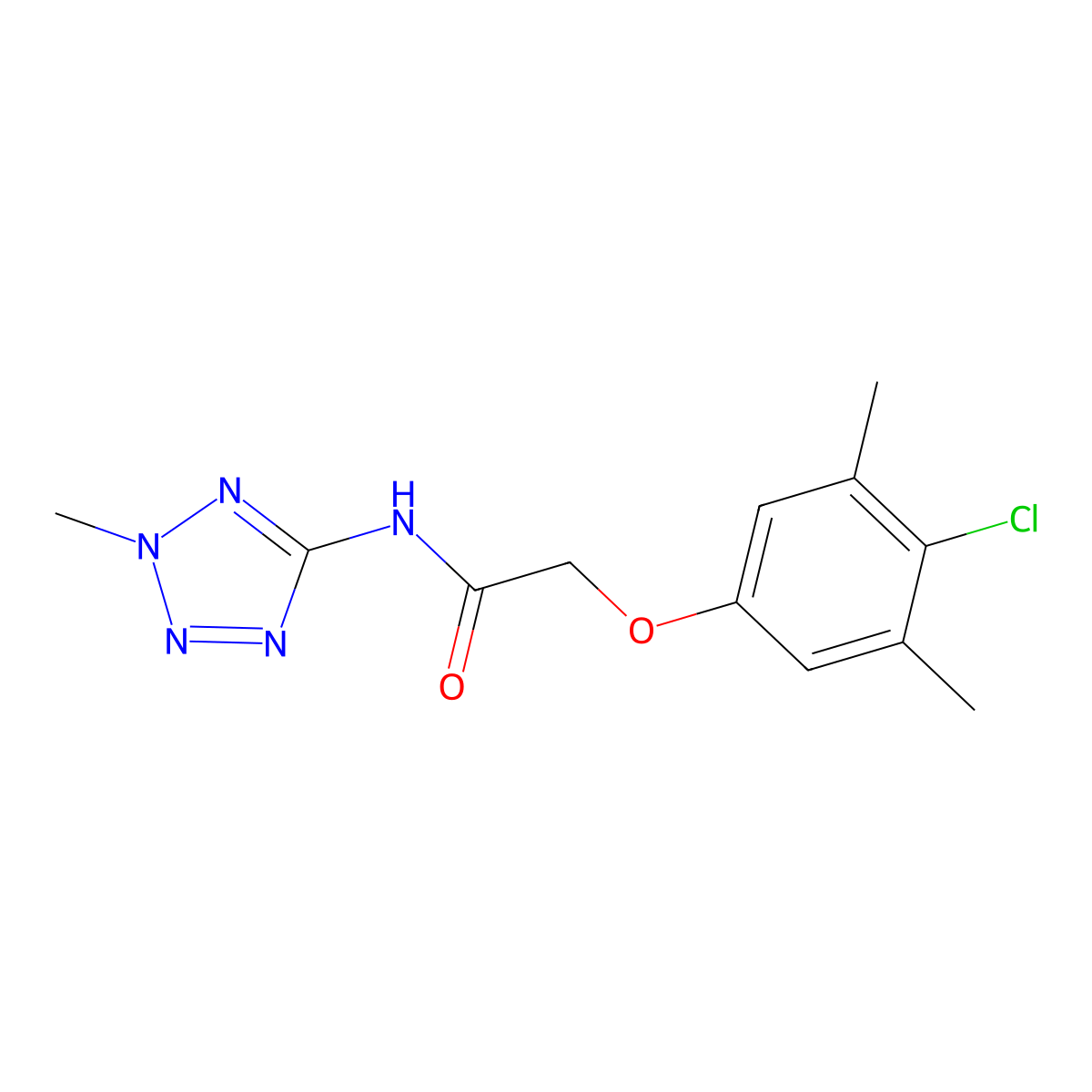 2-(4-chloro-3,5-dimethylphenoxy)-N-(2-methyl-2H-tetrazol-5-yl)acetamide molecular structure, CAS 578699-29-3