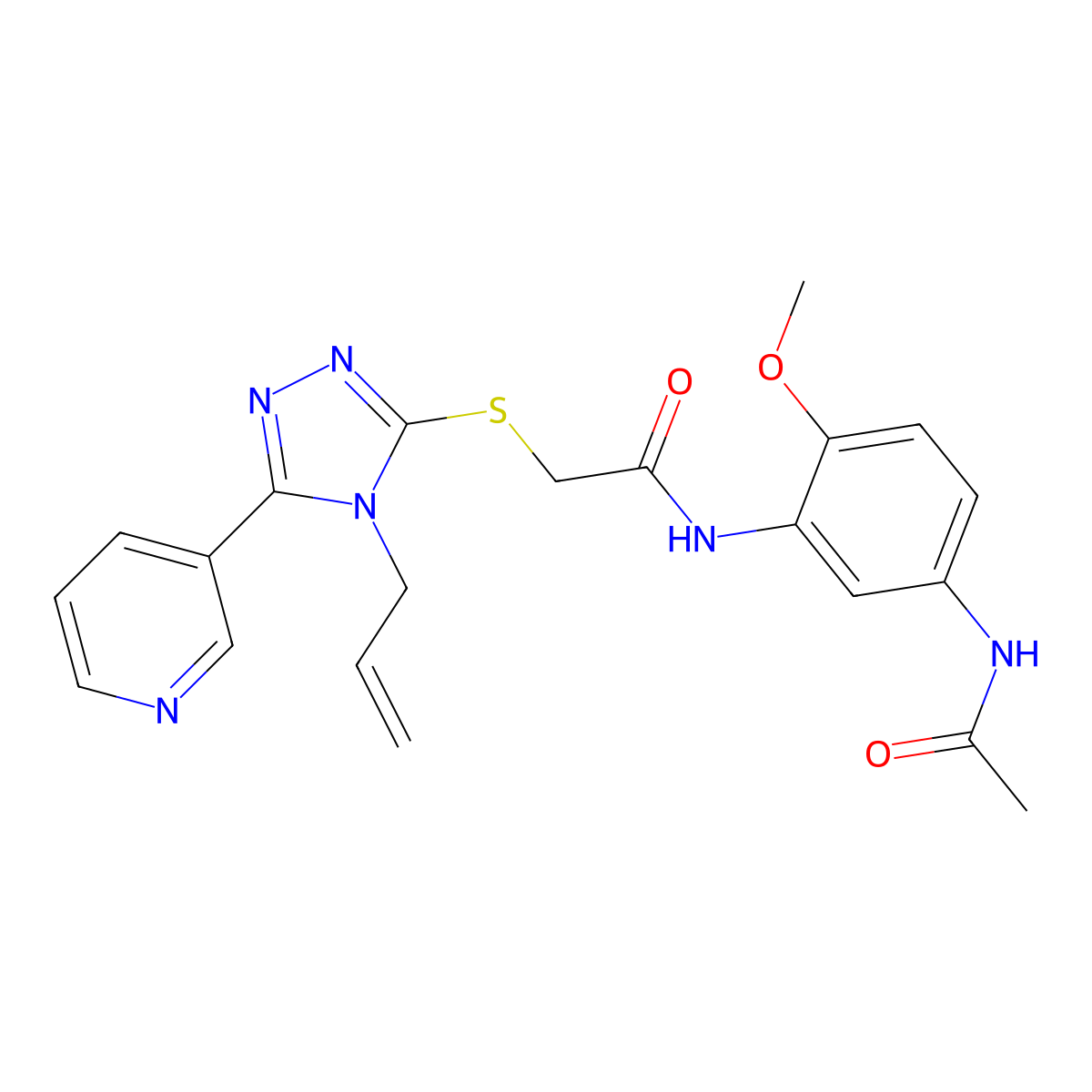 N-(5-acetamido-2-methoxyphenyl)-2-[(4-prop-2-enyl-5-pyridin-3-yl-1,2,4-triazol-3-yl)sulfanyl]acetamide molecular structure, CAS 578699-53-3