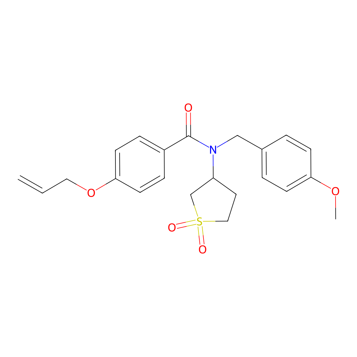N-(1,1-dioxidotetrahydrothiophen-3-yl)-N-(4-methoxybenzyl)-4-(prop-2-en-1-yloxy)benzamide molecular structure, CAS 578699-60-2