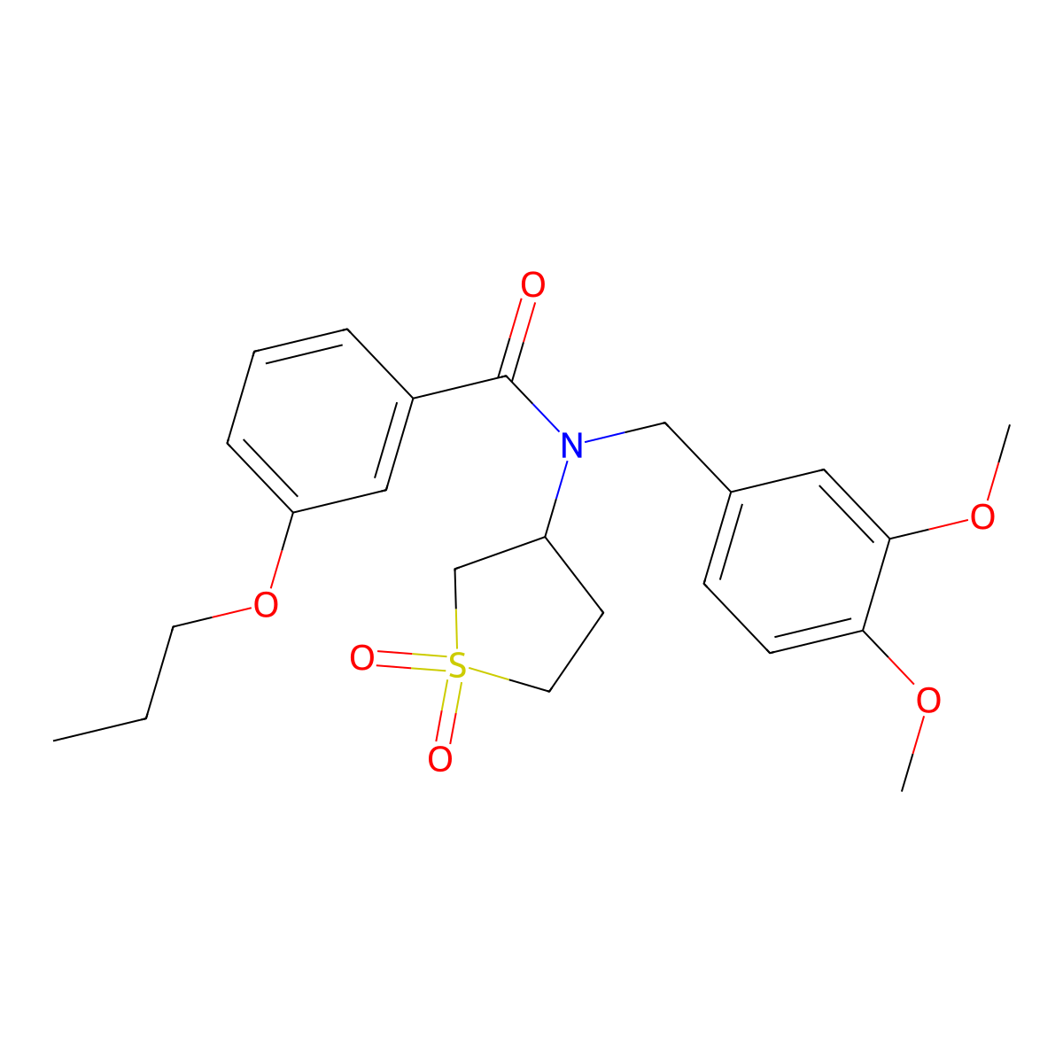N-(3,4-dimethoxybenzyl)-N-(1,1-dioxidotetrahydrothiophen-3-yl)-3-propoxybenzamide molecular structure, CAS 578699-71-5