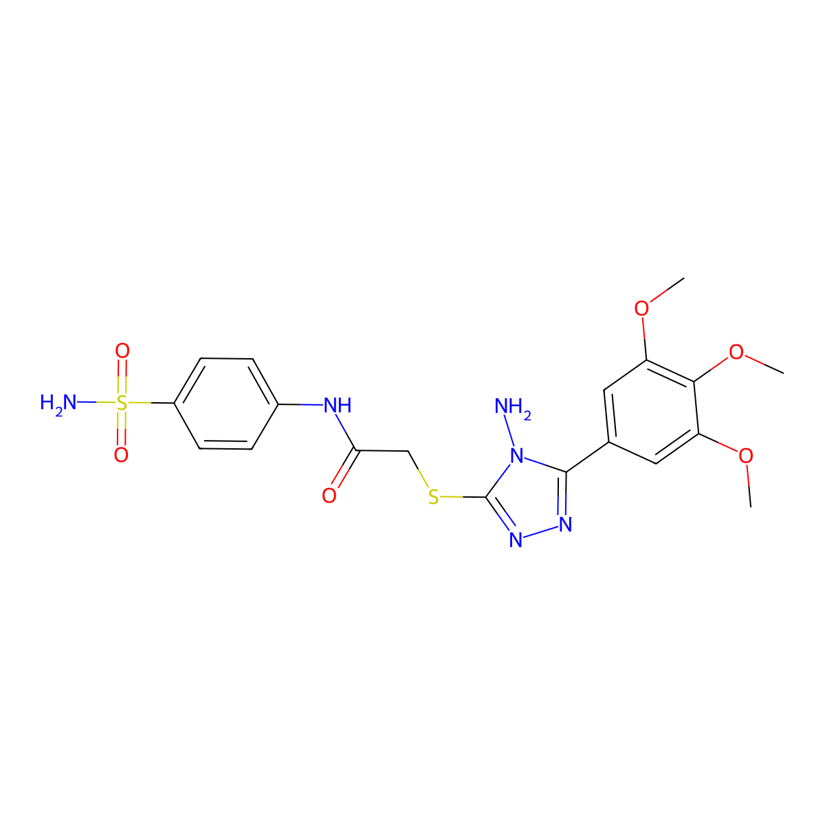2-{[4-amino-5-(3,4,5-trimethoxyphenyl)-4H-1,2,4-triazol-3-yl]sulfanyl}-N-(4-sulfamoylphenyl)acetamide molecular structure, CAS 578699-87-3