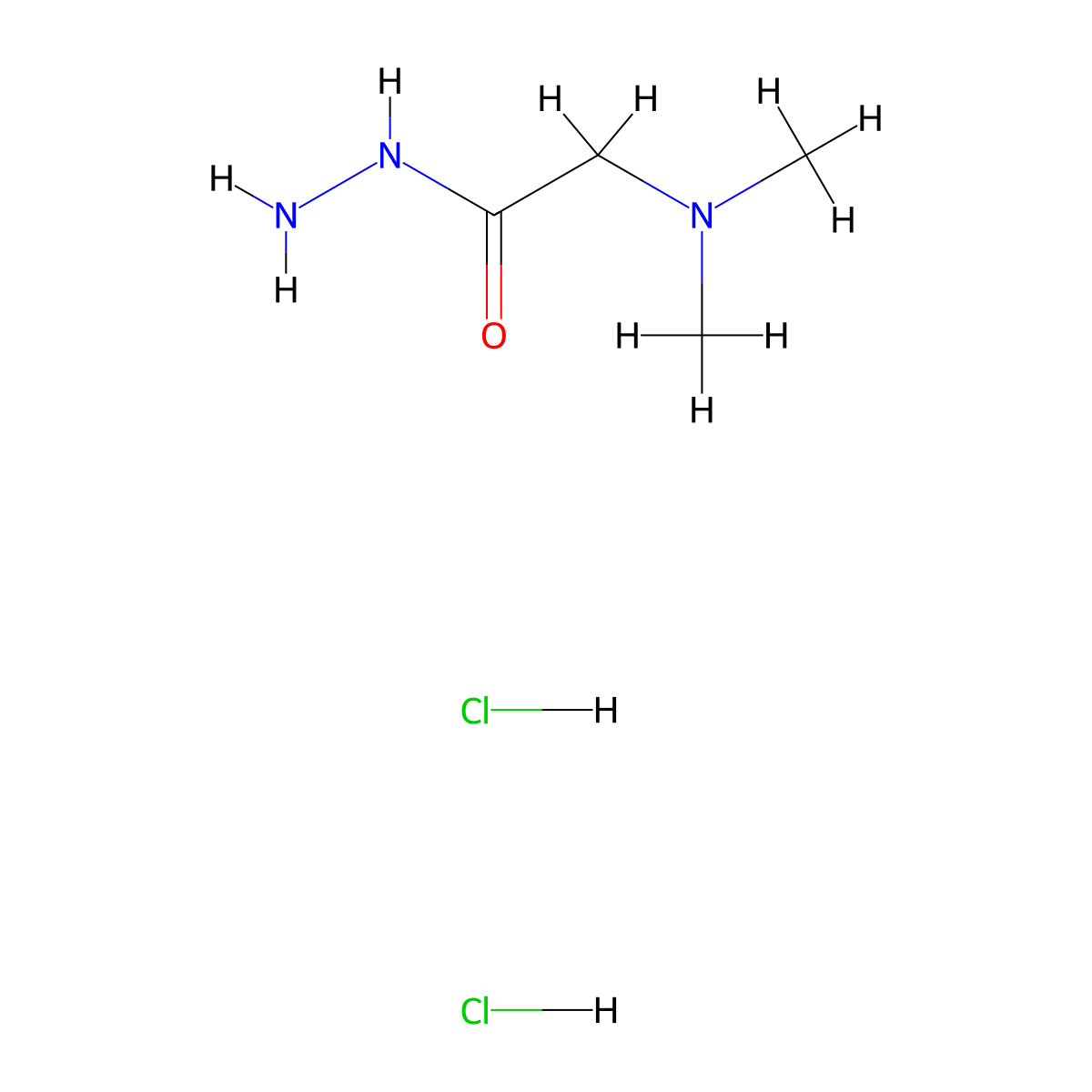 N,N-Dimethylglycine hydrazide dihydrochloride molecular structure, CAS 5787-71-3