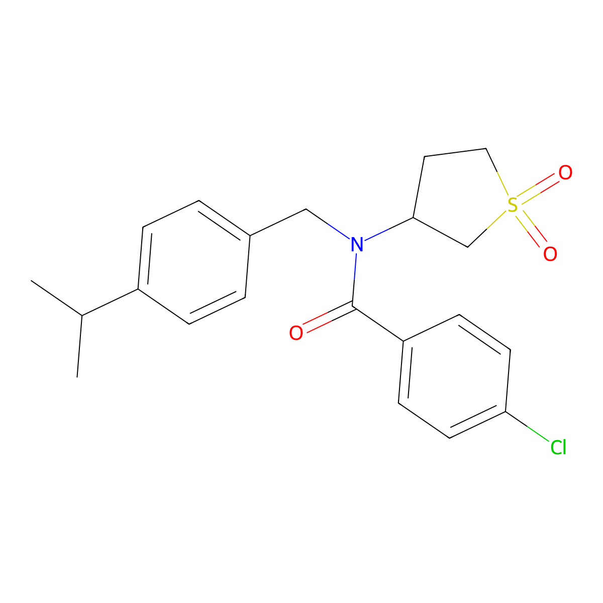 4-chloro-N-(1,1-dioxidotetrahydrothiophen-3-yl)-N-[4-(propan-2-yl)benzyl]benzamide molecular structure, CAS 578700-03-5