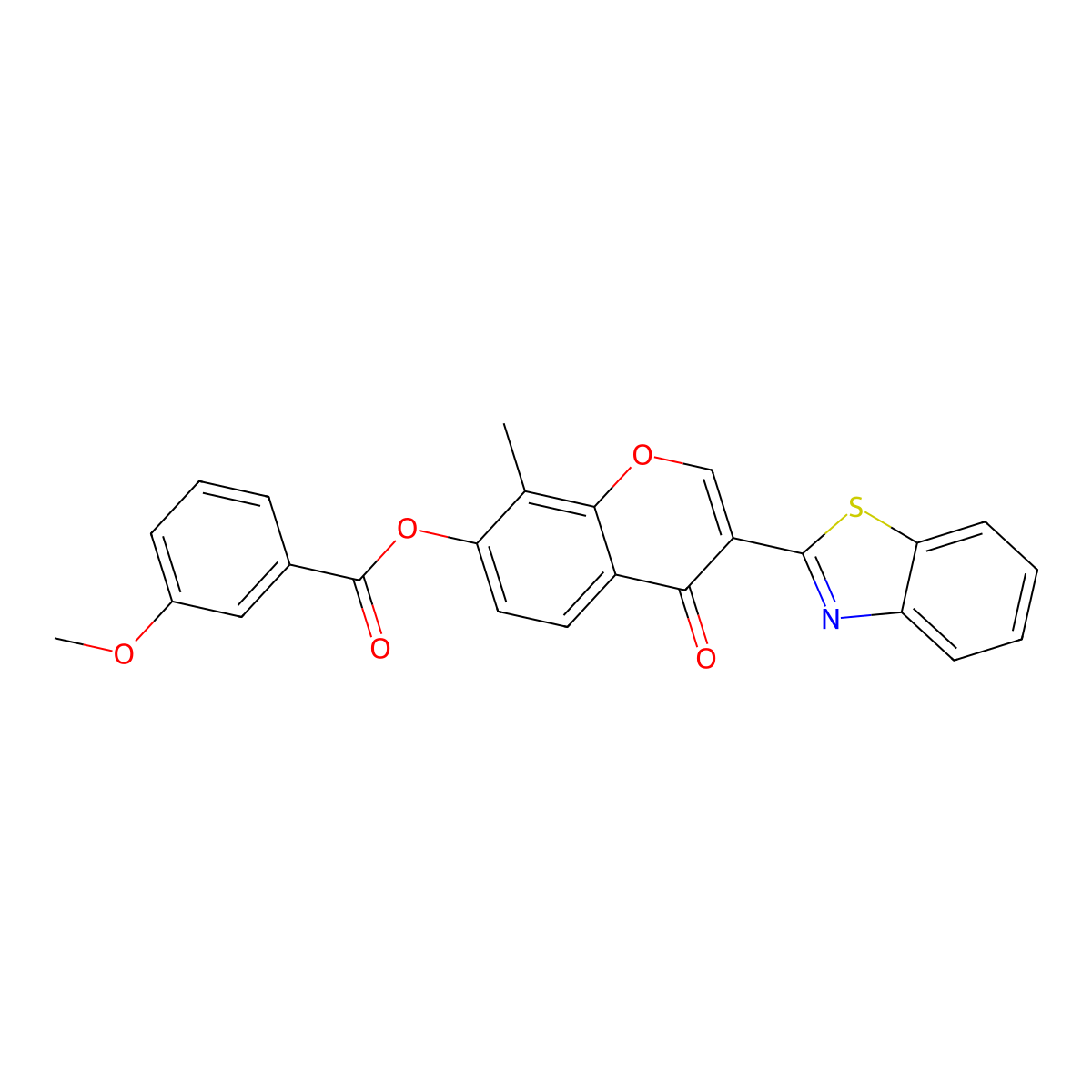 3-(benzo[d]thiazol-2-yl)-8-methyl-4-oxo-4H-chromen-7-yl 3-methoxybenzoate molecular structure, CAS 578700-05-7