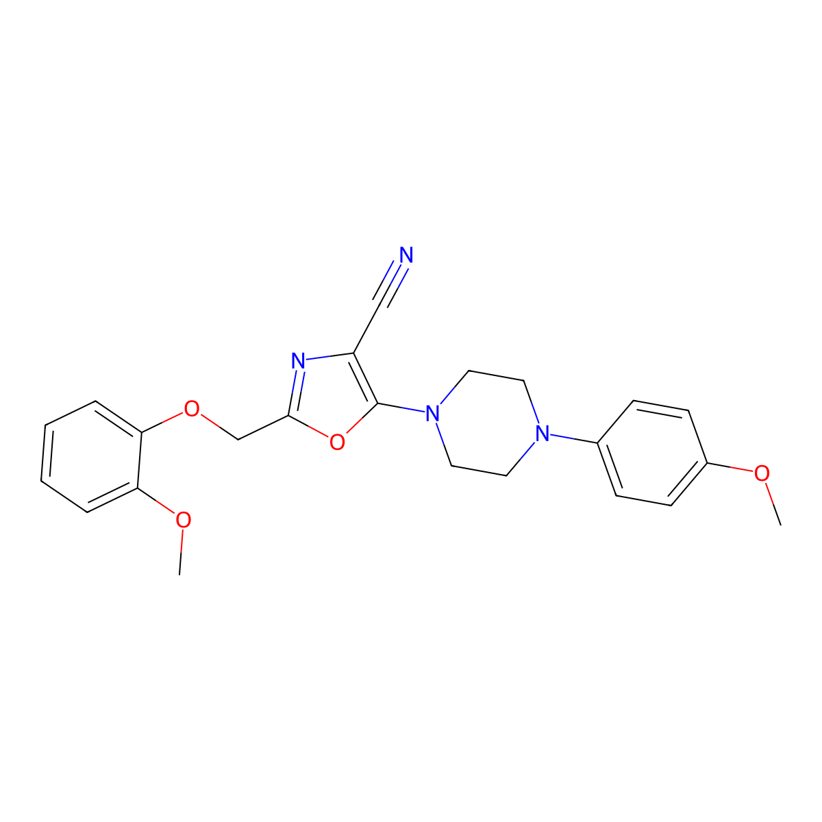 2-[(2-Methoxyphenoxy)methyl]-5-[4-(4-methoxyphenyl)-1-piperazinyl]-1,3-oxazole-4-carbonitrile molecular structure, CAS 578700-32-0