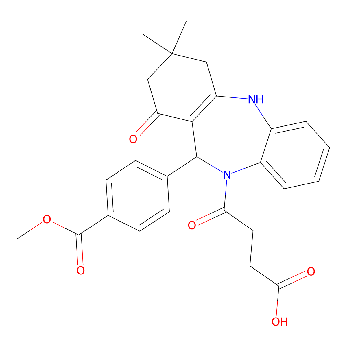 4-{11-[4-(methoxycarbonyl)phenyl]-3,3-dimethyl-1-oxo-1,2,3,4,5,11-hexahydro-10H-dibenzo[b,e][1,4]diazepin-10-yl}-4-oxobutanoic acid molecular structure, CAS 578700-57-9