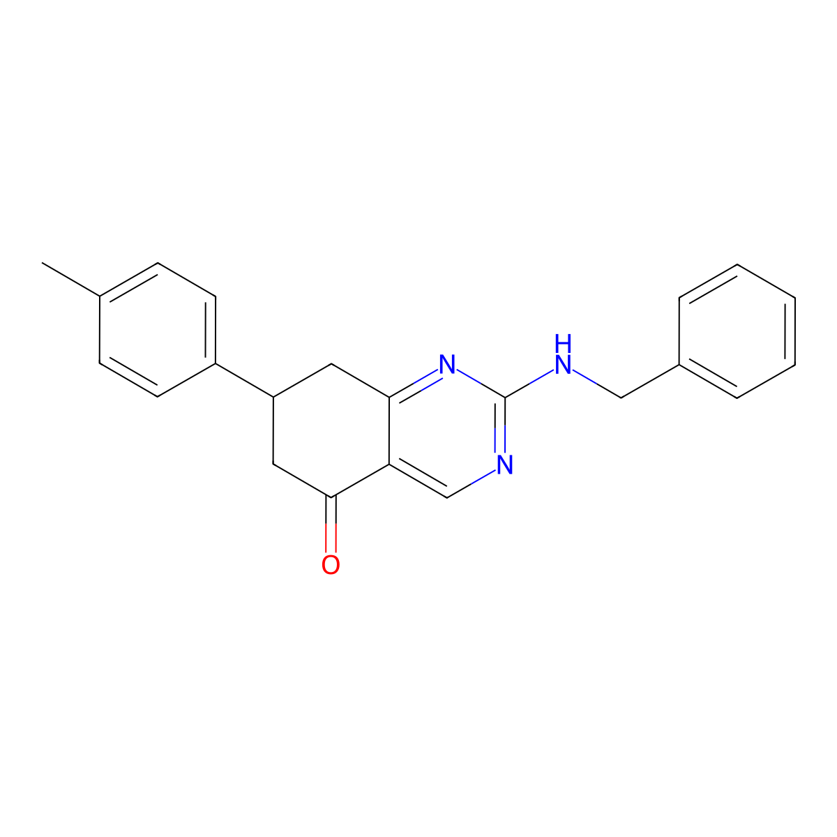 2-(benzylamino)-7-(4-methylphenyl)-7,8-dihydroquinazolin-5(6H)-one molecular structure, CAS 578700-66-0