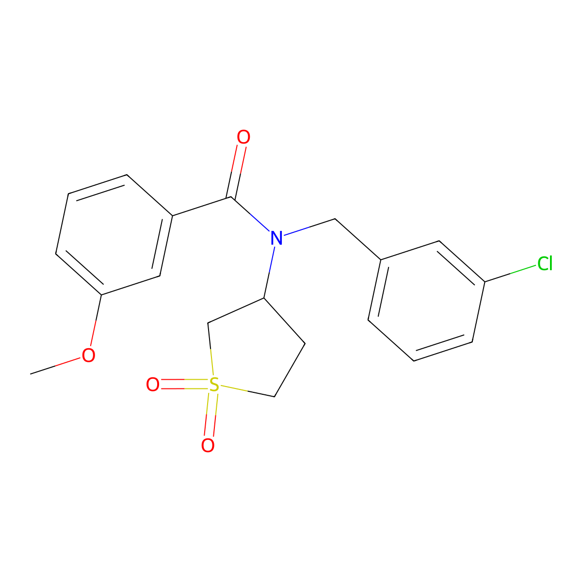 N-(3-chlorobenzyl)-N-(1,1-dioxidotetrahydro-3-thienyl)-3-methoxybenzamide molecular structure, CAS 578700-82-0