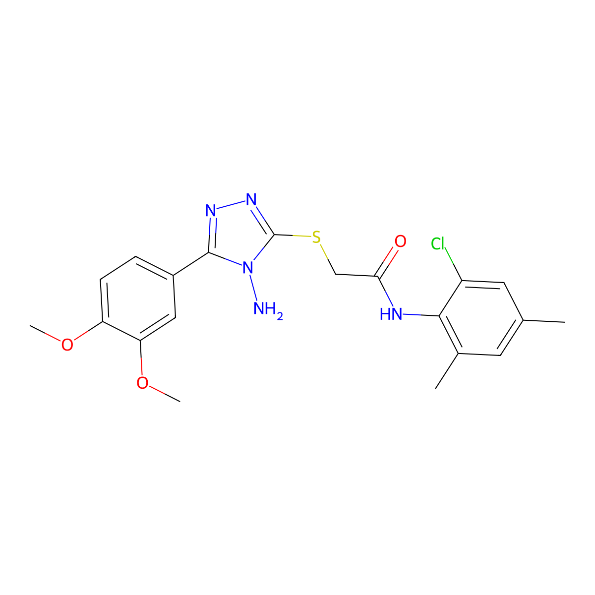 2-{[4-amino-5-(3,4-dimethoxyphenyl)-4H-1,2,4-triazol-3-yl]sulfanyl}-N-(2-chloro-4,6-dimethylphenyl)acetamide molecular structure, CAS 578700-94-4