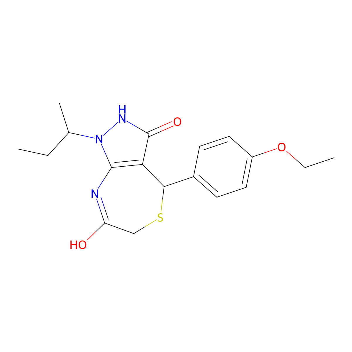 1-butan-2-yl-4-(4-ethoxyphenyl)-4,8-dihydro-2H-pyrazolo[3,4-e][1,4]thiazepine-3,7-dione molecular structure, CAS 578701-16-3
