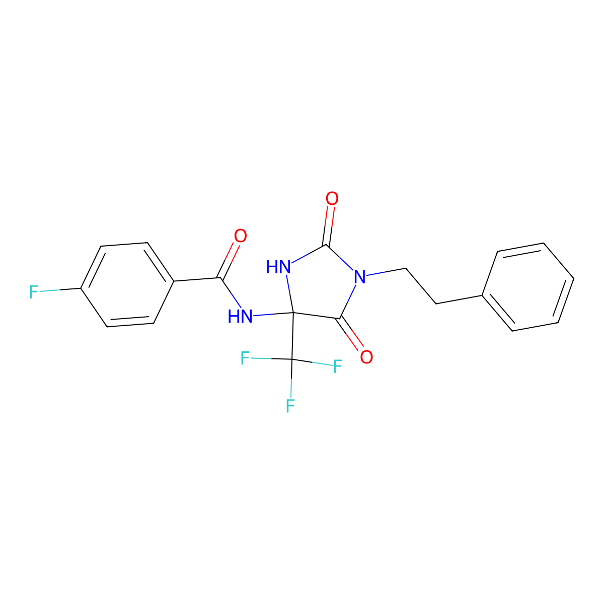 N-[2,5-dioxo-1-(2-phenylethyl)-4-(trifluoromethyl)imidazolidin-4-yl]-4-fluorobenzamide molecular structure, CAS 578701-31-2