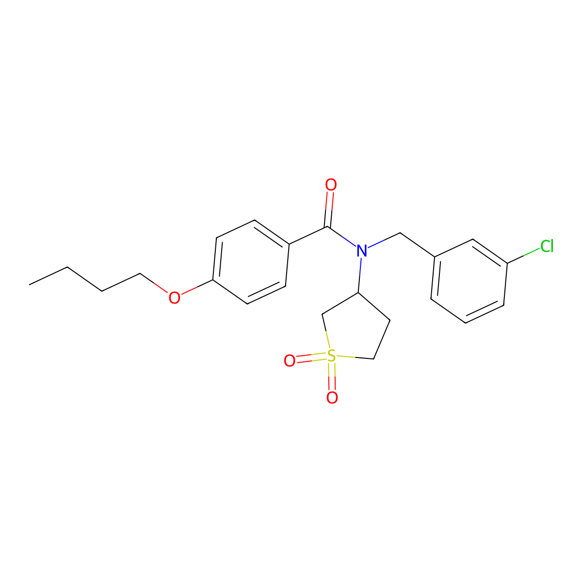 4-butoxy-N-(3-chlorobenzyl)-N-(1,1-dioxidotetrahydrothiophen-3-yl)benzamide molecular structure, CAS 578701-38-9