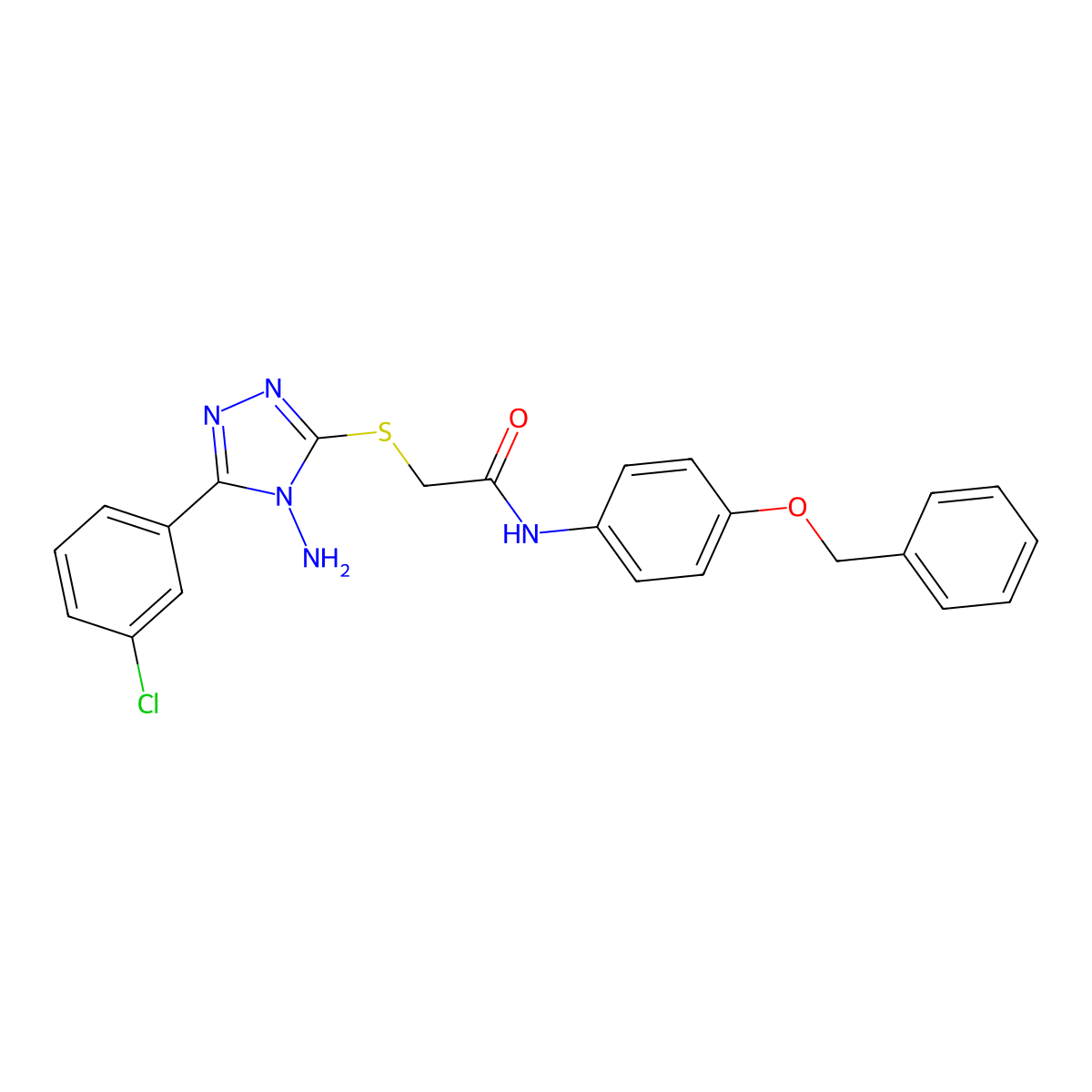 2-[4-amino-5-(3-chlorophenyl)(1,2,4-triazol-3-ylthio)]-N-[4-(phenylmethoxy)phe nyl]acetamide molecular structure, CAS 578701-43-6