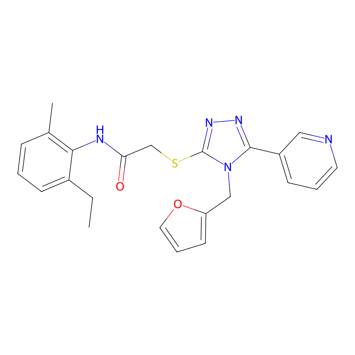 N-(2-ethyl-6-methylphenyl)-2-{[4-(furan-2-ylmethyl)-5-(pyridin-3-yl)-4H-1,2,4-triazol-3-yl]sulfanyl}acetamide molecular structure, CAS 578701-55-0