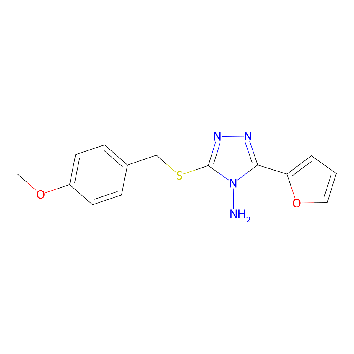 3-(Furan-2-yl)-5-[(4-methoxyphenyl)methylsulfanyl]-1,2,4-triazol-4-amine molecular structure, CAS 578701-85-6