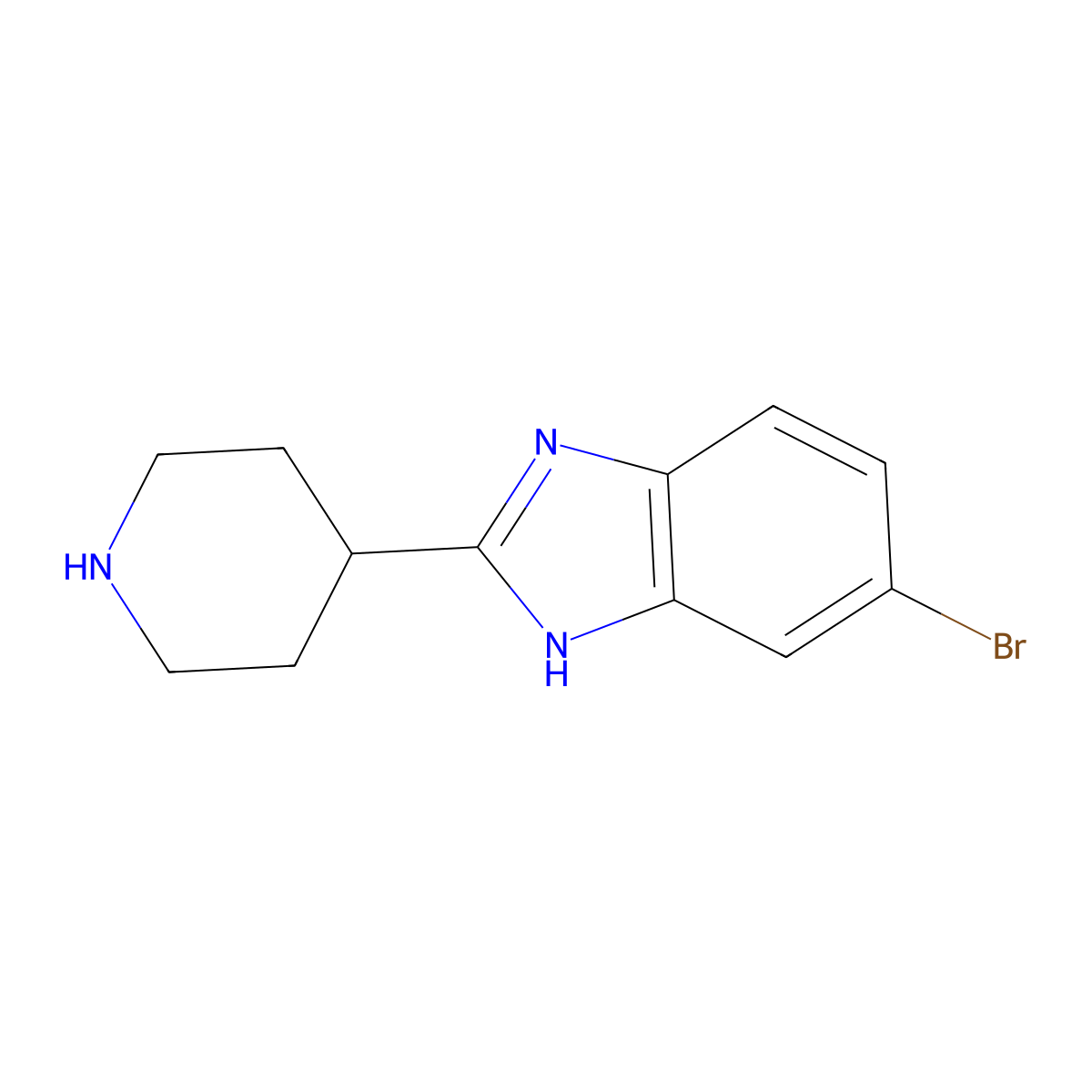 6-Bromo-2-(piperidin-4-YL)-1H-benzo[D]imidazole molecular structure, CAS 578709-05-4