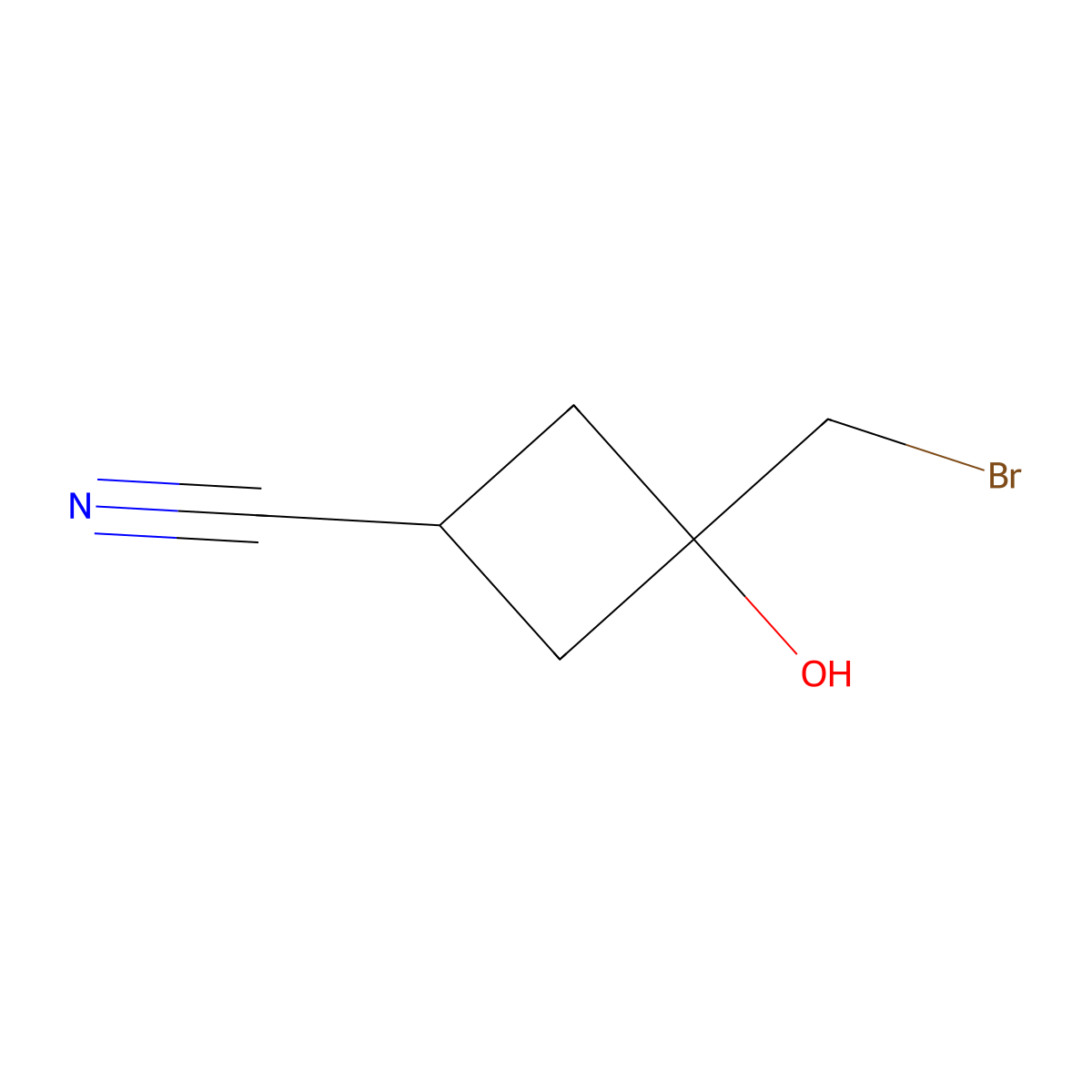 cis-3-(Bromomethyl)-3-hydroxycyclobutane-1-carbonitrile molecular structure, CAS 578715-75-0