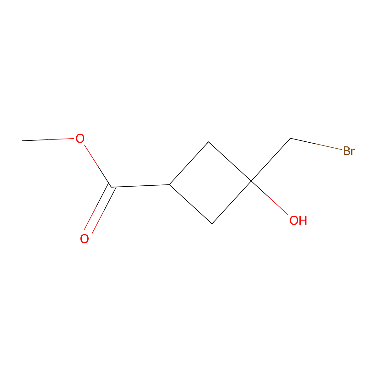 Methyl cis-3-(bromomethyl)-3-hydroxycyclobutane-1-carboxylate molecular structure, CAS 578715-77-2