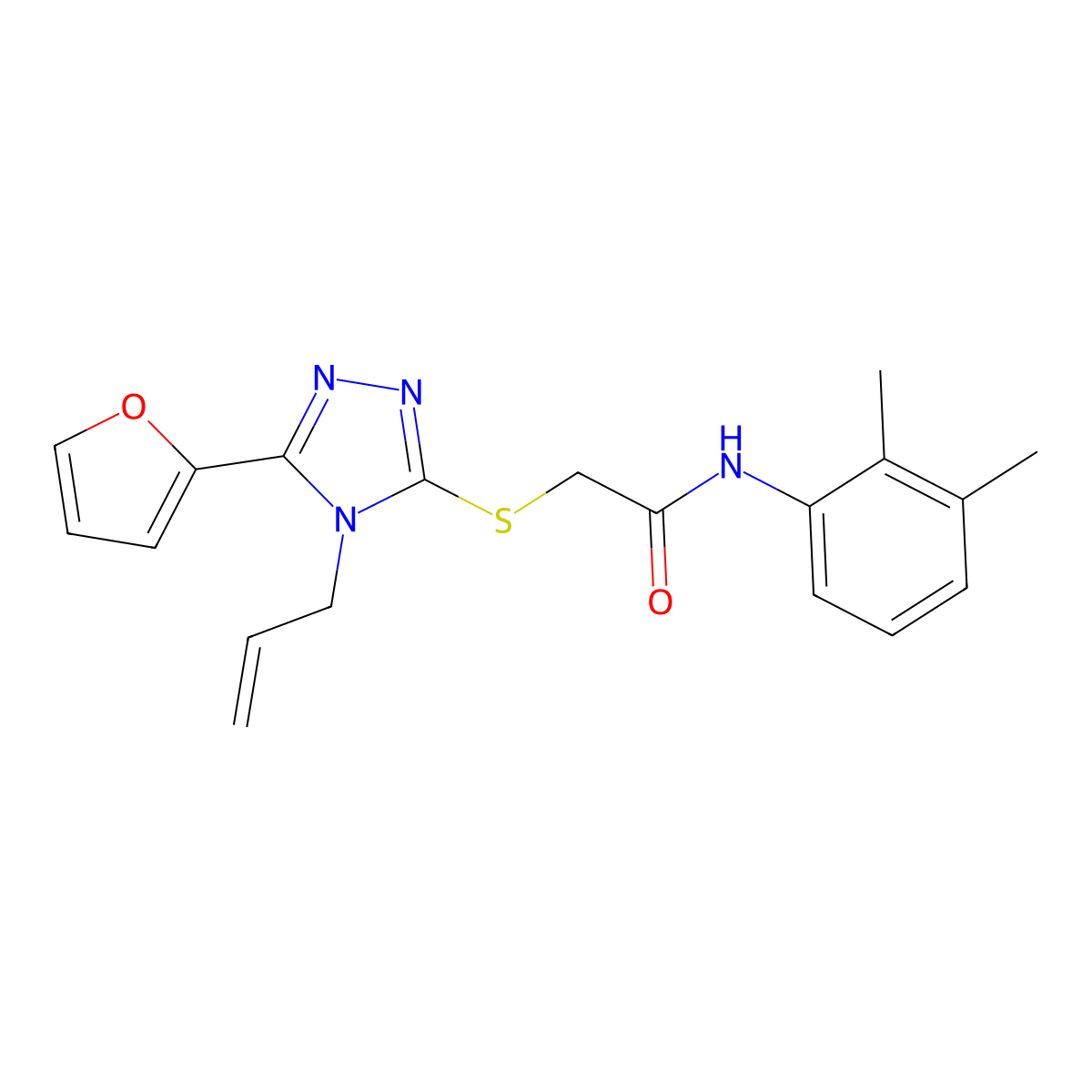 N-(2,3-dimethylphenyl)-2-{[5-(furan-2-yl)-4-(prop-2-en-1-yl)-4H-1,2,4-triazol-3-yl]sulfanyl}acetamide molecular structure, CAS 578718-23-7