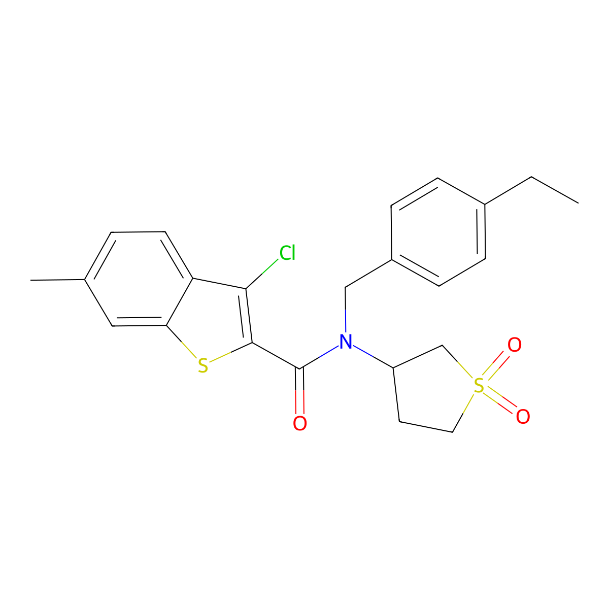 3-chloro-N-(1,1-dioxidotetrahydrothiophen-3-yl)-N-(4-ethylbenzyl)-6-methyl-1-benzothiophene-2-carboxamide molecular structure, CAS 578718-25-9