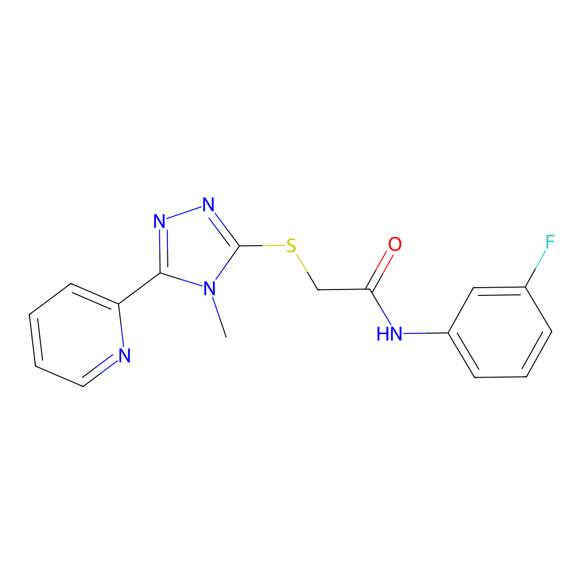 N-(3-fluorophenyl)-2-{[4-methyl-5-(pyridin-2-yl)-4H-1,2,4-triazol-3-yl]sulfanyl}acetamide molecular structure, CAS 578718-41-9