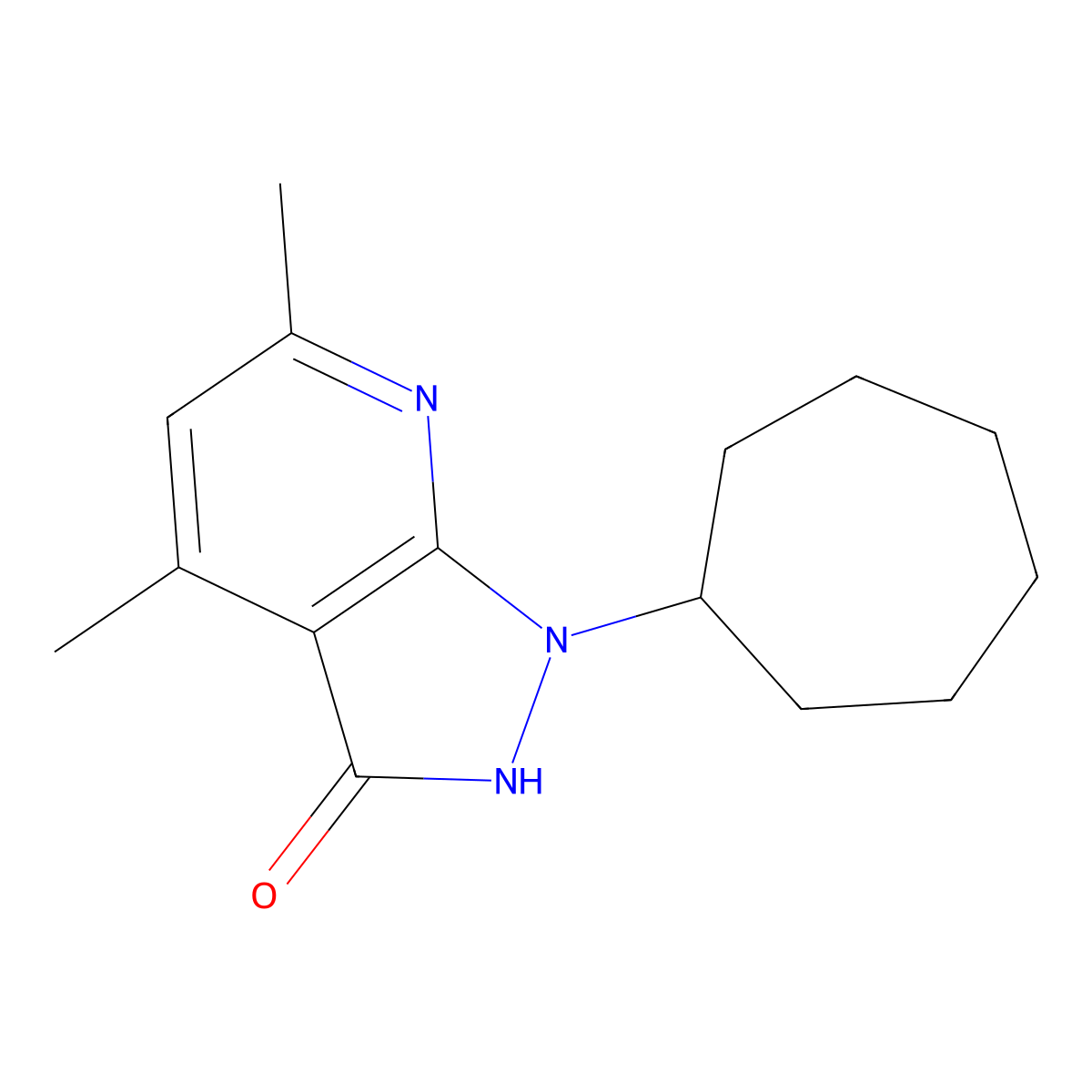 1-cycloheptyl-4,6-dimethyl-1H-pyrazolo[3,4-b]pyridin-3-ol molecular structure, CAS 578718-45-3