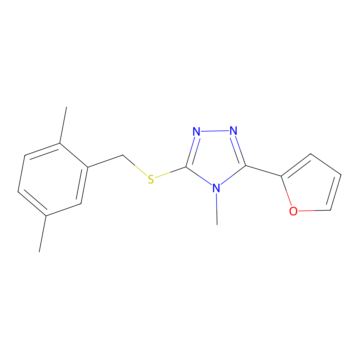 3-[(2,5-Dimethylphenyl)methylthio]-5-(2-furyl)-4-methyl-1,2,4-triazole molecular structure, CAS 578718-59-9