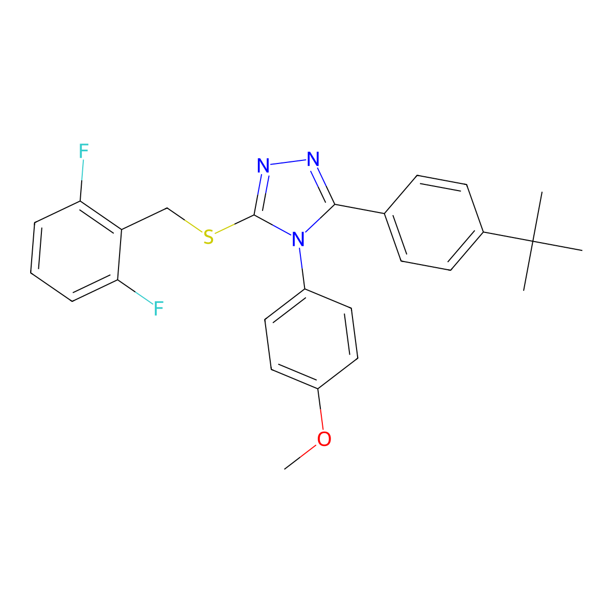 3-(4-tert-butylphenyl)-5-[(2,6-difluorobenzyl)sulfanyl]-4-(4-methoxyphenyl)-4H-1,2,4-triazole molecular structure, CAS 578718-72-6