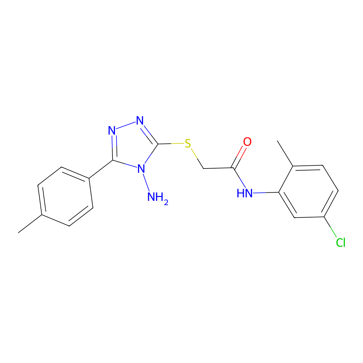 2-{[4-amino-5-(4-methylphenyl)-4H-1,2,4-triazol-3-yl]sulfanyl}-N-(5-chloro-2-methylphenyl)acetamide molecular structure, CAS 578718-82-8