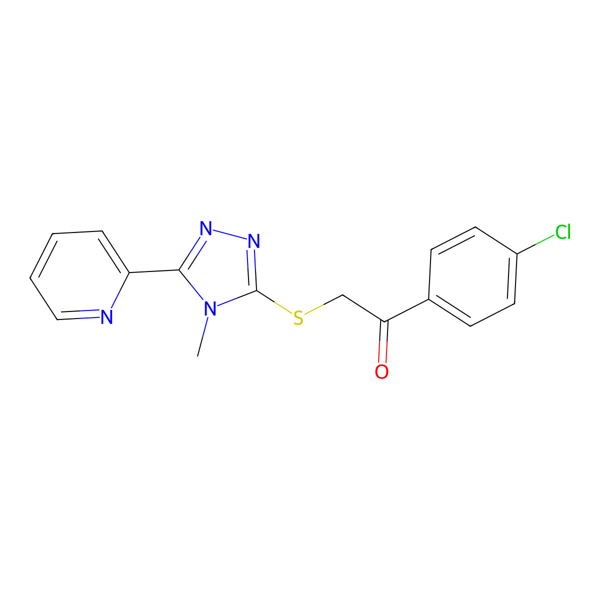 1-(4-chlorophenyl)-2-{[4-methyl-5-(pyridin-2-yl)-4H-1,2,4-triazol-3-yl]sulfanyl}ethanone molecular structure, CAS 578719-03-6