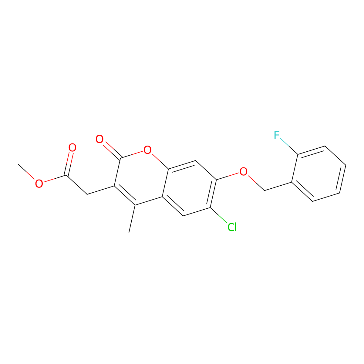 methyl {6-chloro-7-[(2-fluorobenzyl)oxy]-4-methyl-2-oxo-2H-chromen-3-yl}acetate molecular structure, CAS 578719-14-9