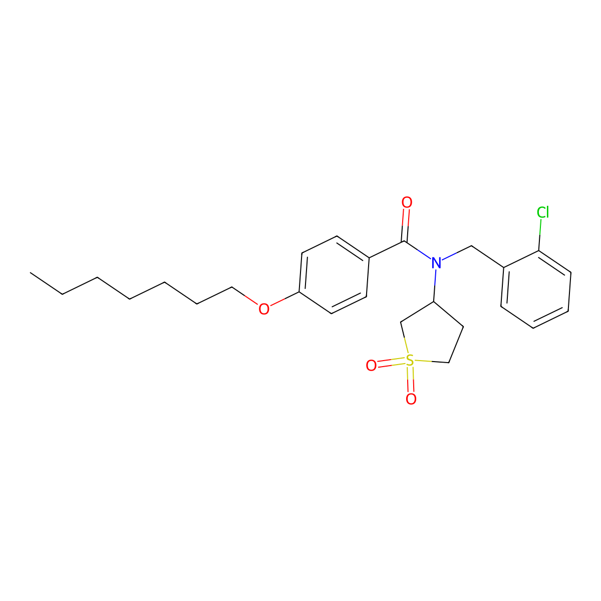 N-(2-chlorobenzyl)-N-(1,1-dioxidotetrahydrothiophen-3-yl)-4-(heptyloxy)benzamide molecular structure, CAS 578719-15-0
