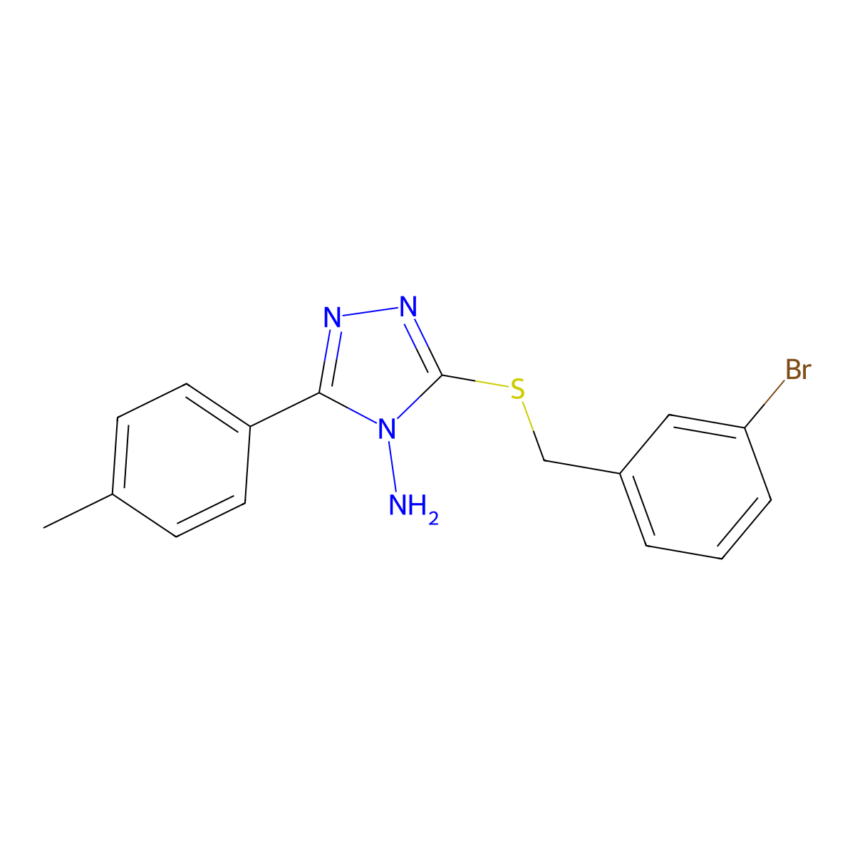 3-[(3-Bromophenyl)methylthio]-5-(4-methylphenyl)-1,2,4-triazole-4-ylamine molecular structure, CAS 578719-29-6